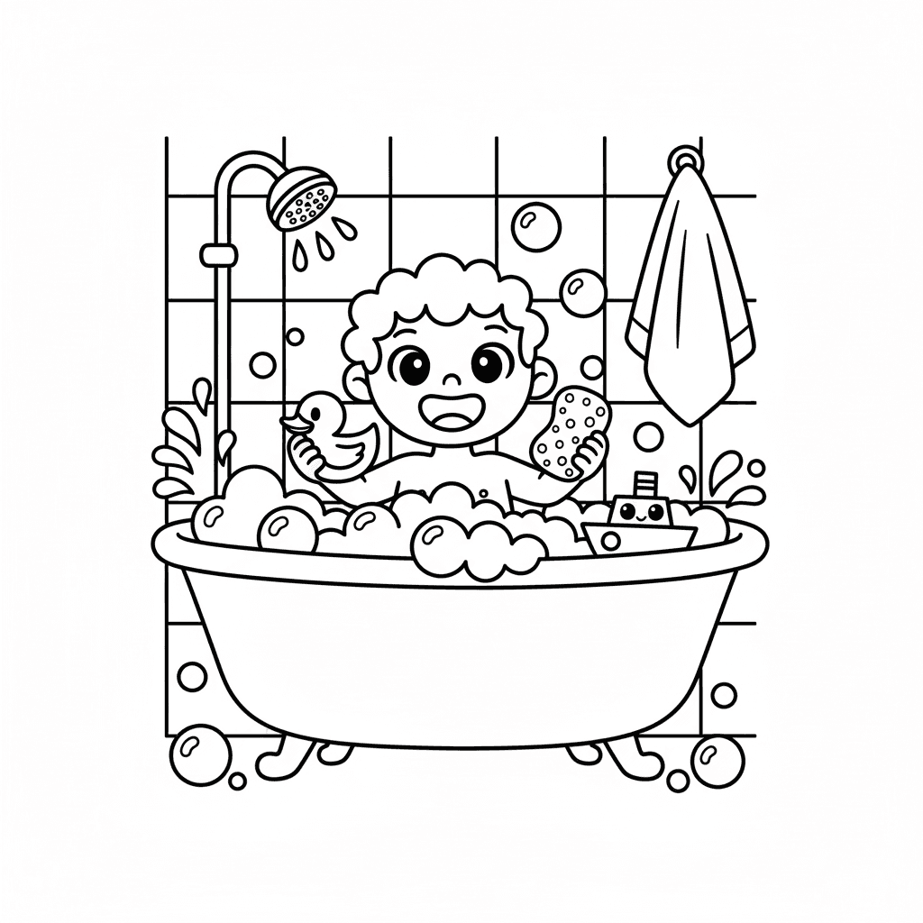 A playful bubble bath