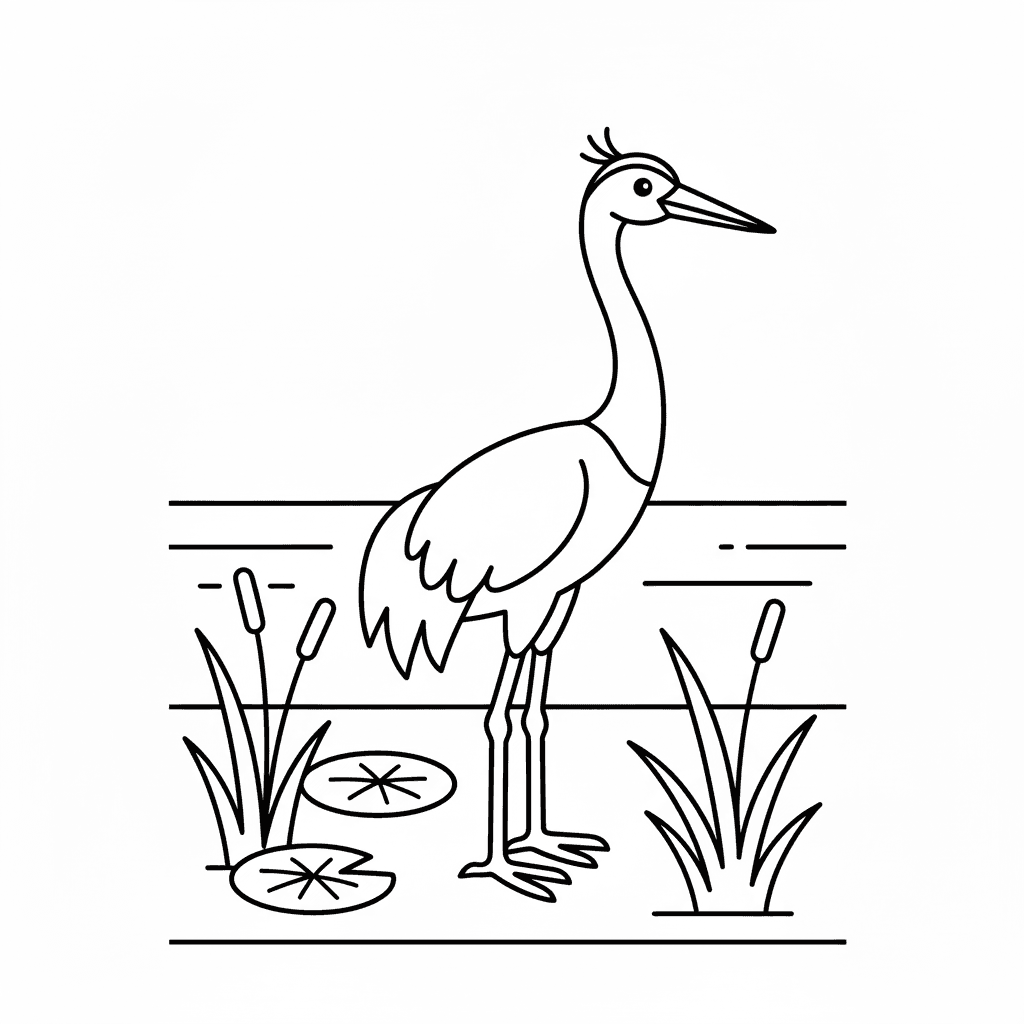 Crane Standing in a Water Pond