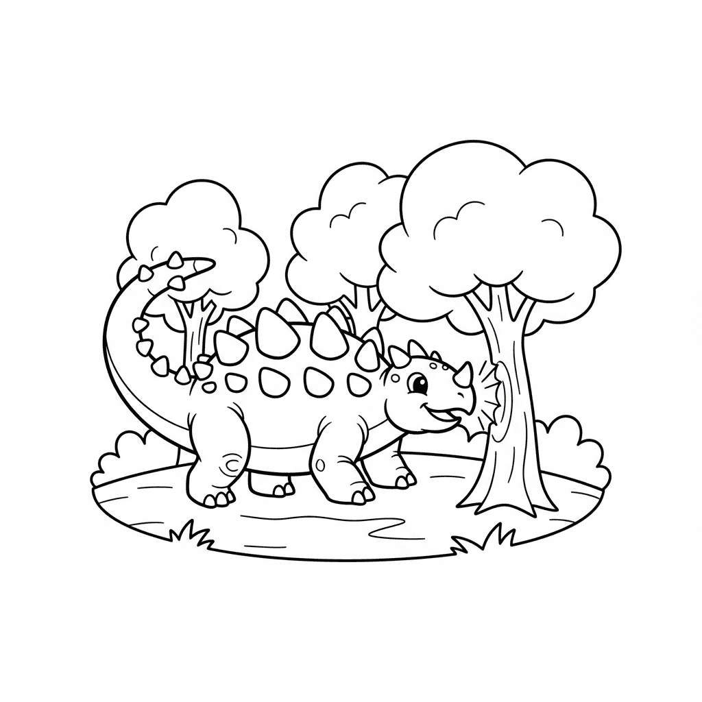 Ankylosaurus Hitting a Tree